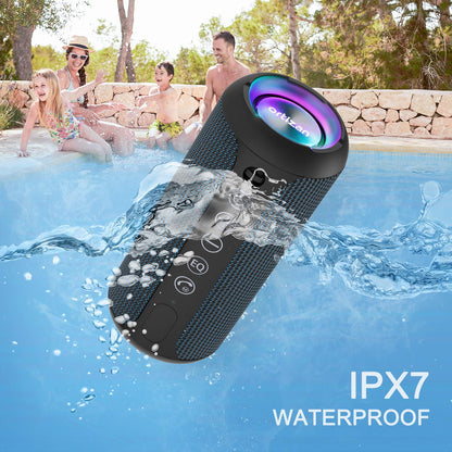 Sleek Waterproof Bluetooth Speaker with LED Lights – Immersive Sound for Outdoor and Indoor Adventures