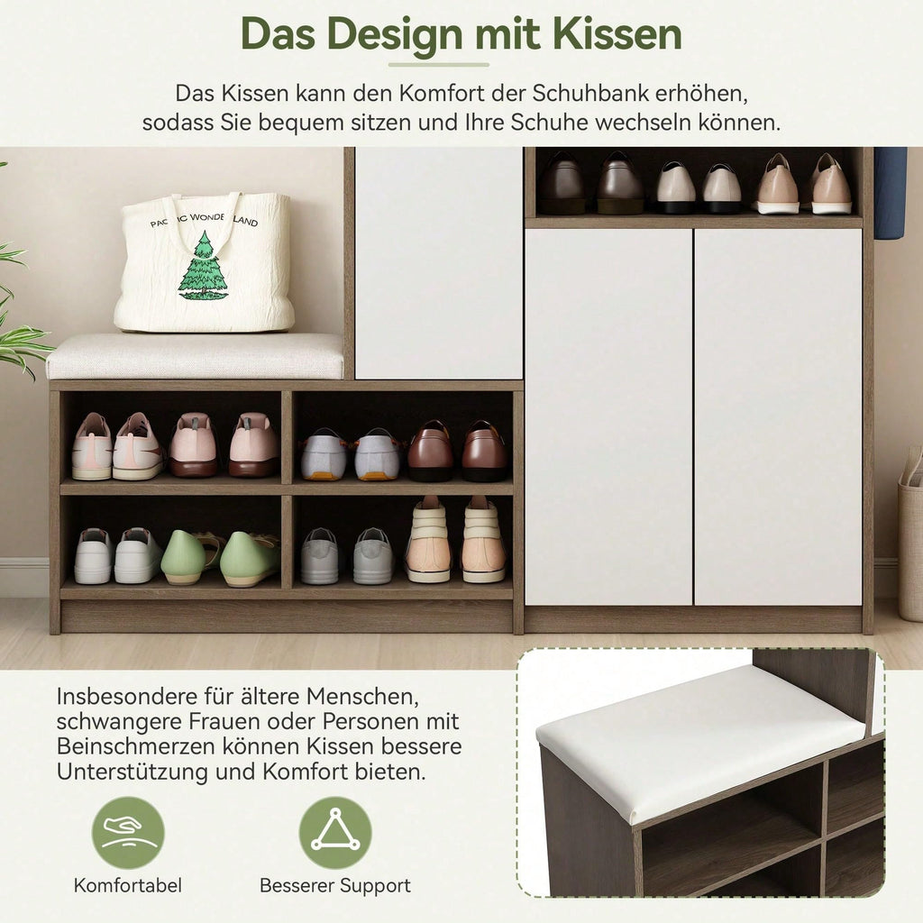 Multifunctional Shoe Rack with Padded Seat
