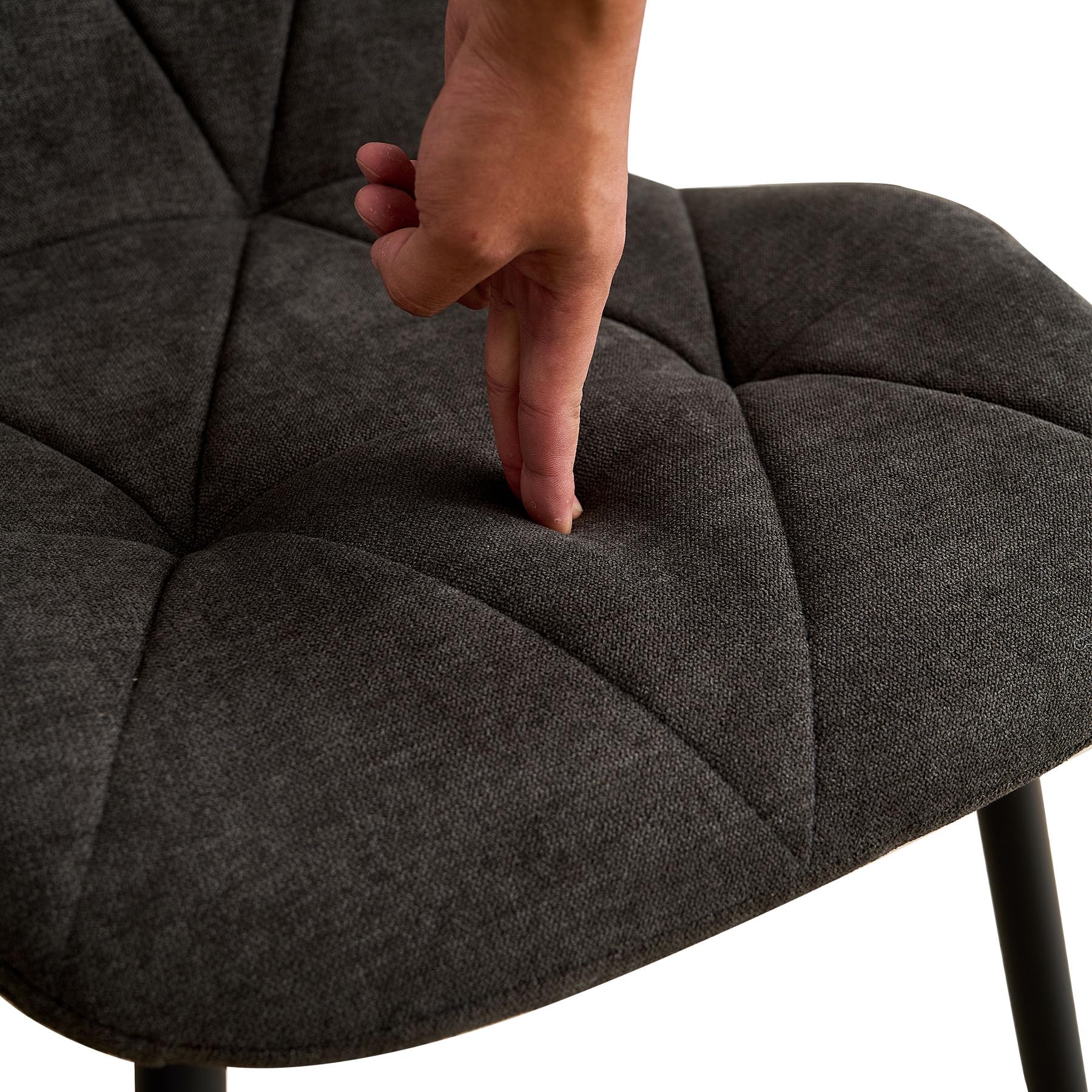 DEYARNA HOME Set of 4 Modern Fabric Dining Chairs with Metal Legs