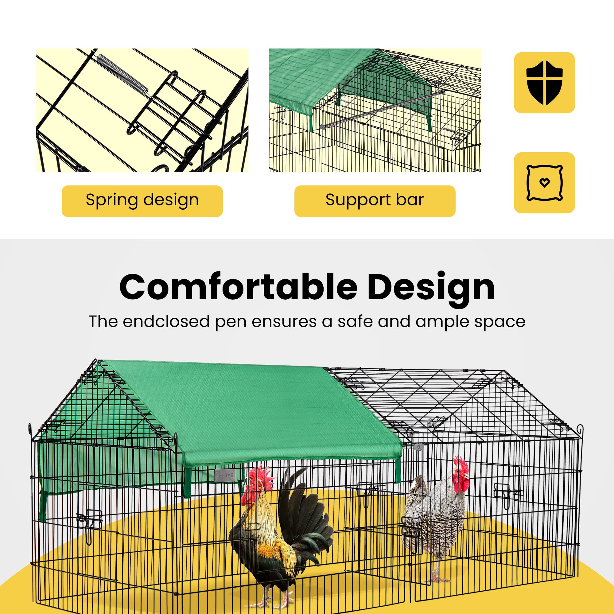 DEStar Foldable Outdoor Metal Coop Cage for Small Pets