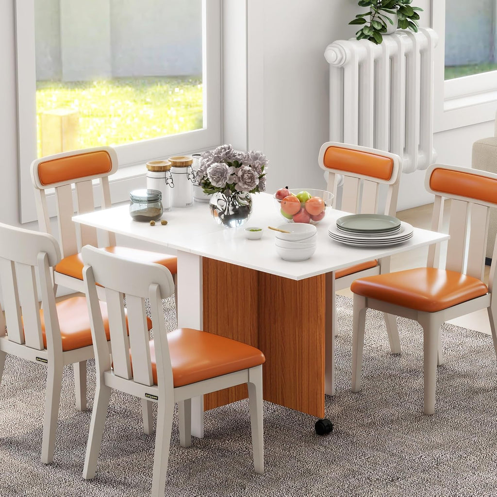 HOMCOM Folding Dining Table - Oak & White