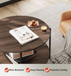 WLIVE 2-Tier Round Coffee Table with Storage Shelf