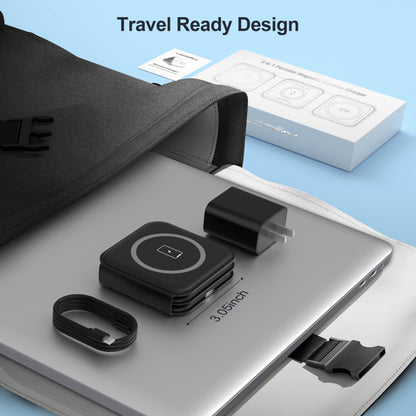 Portable Foldable Magnetic Wireless Charging Station | 3-in-1 Fast Charger for iPhone, Apple Watch & AirPods | Compact & Travel-Friendly Design