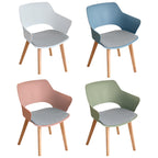 Set of 4 GrandCA HOME Nordic style kitchen chairs with solid wood legs and padded seats