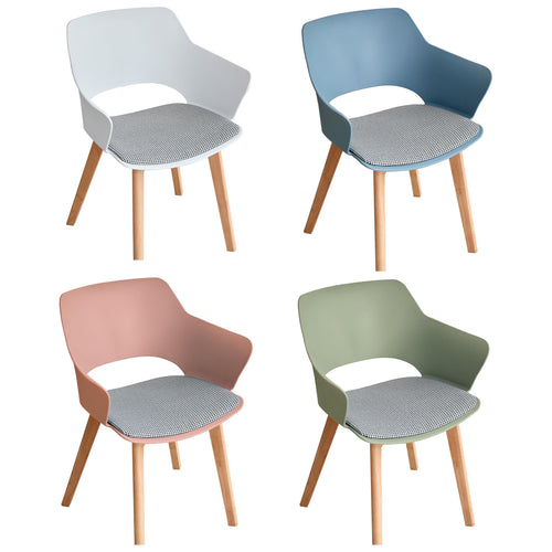 Set of 4 GrandCA HOME Nordic style kitchen chairs with solid wood legs and padded seats