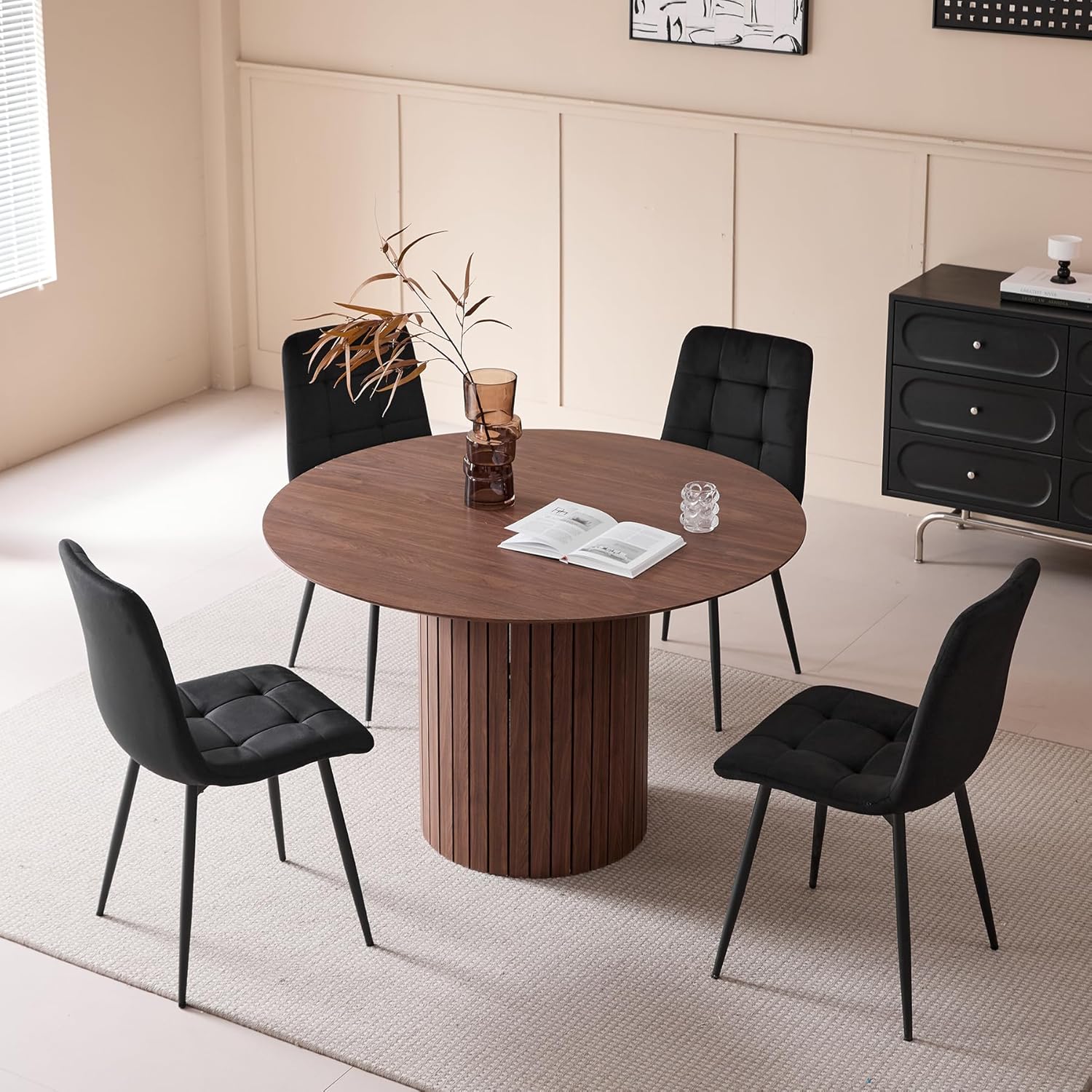 GrandCA HOME Round Dining Table - 120cm Dark Brown