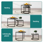 HOJINLINERO Modern Round Coffee Table Set of 2