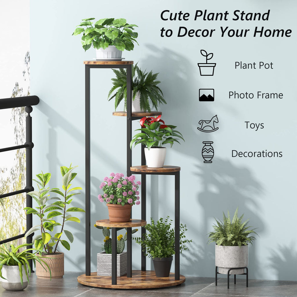 Tribesigns 4-Tier Indoor Corner Plant Stand with Metal Frame