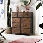 WLIVE 9-Drawer Fabric Storage Tower with Wood Top