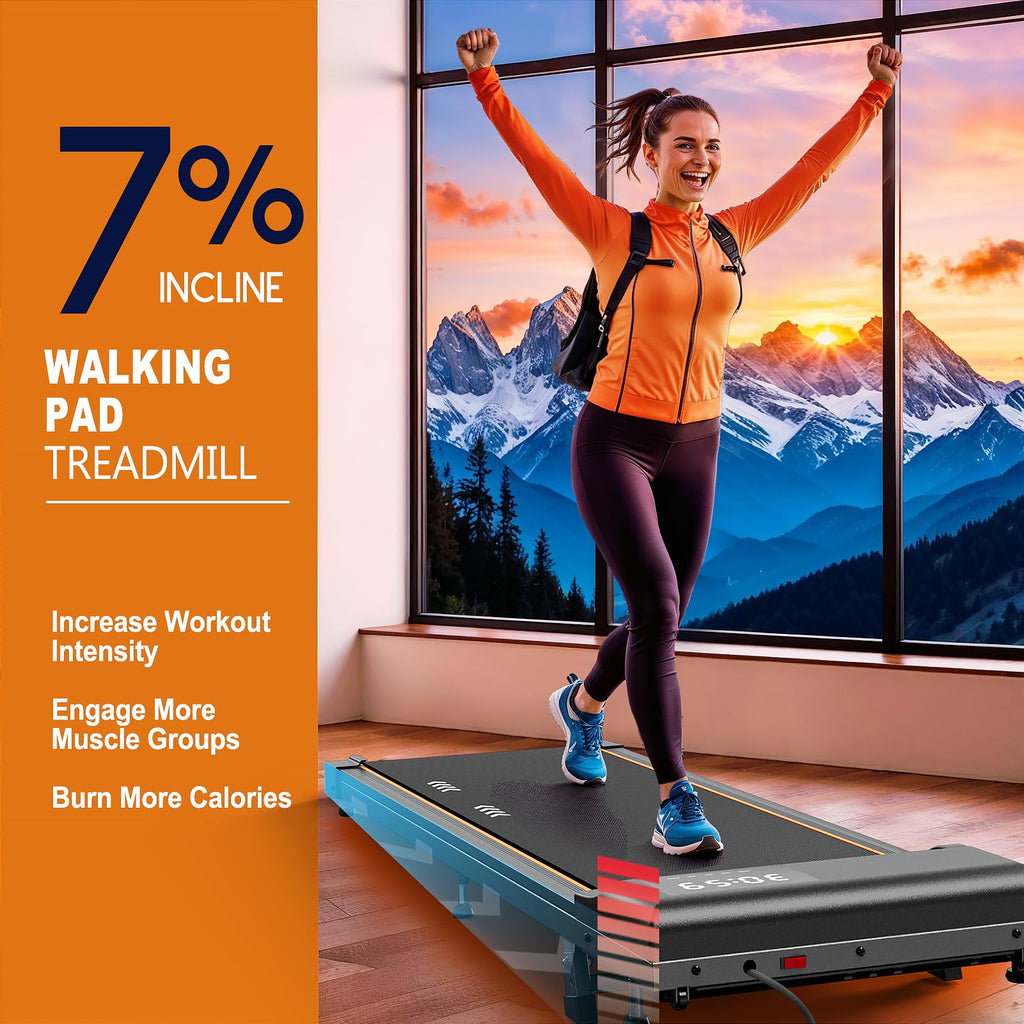 MettleMatic TW1 Walking Pad Treadmill with Incline and Remote
