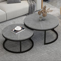 ZXFDMSWJ Round Nesting Coffee Table Set of 2 Marble Steel
