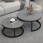 Modern nesting coffee table set with marble top on a living room
