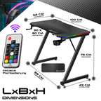 KESSER Gaming Table LED 100cm x 60cm | Z-Shape Desk | Ergonomic