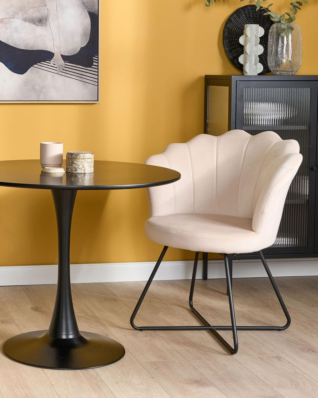 Beliani LOVELOCK Armless Velvet Armchair in Off-White