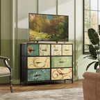 WLIVE 8 Drawer Fabric Dresser with Wood Top