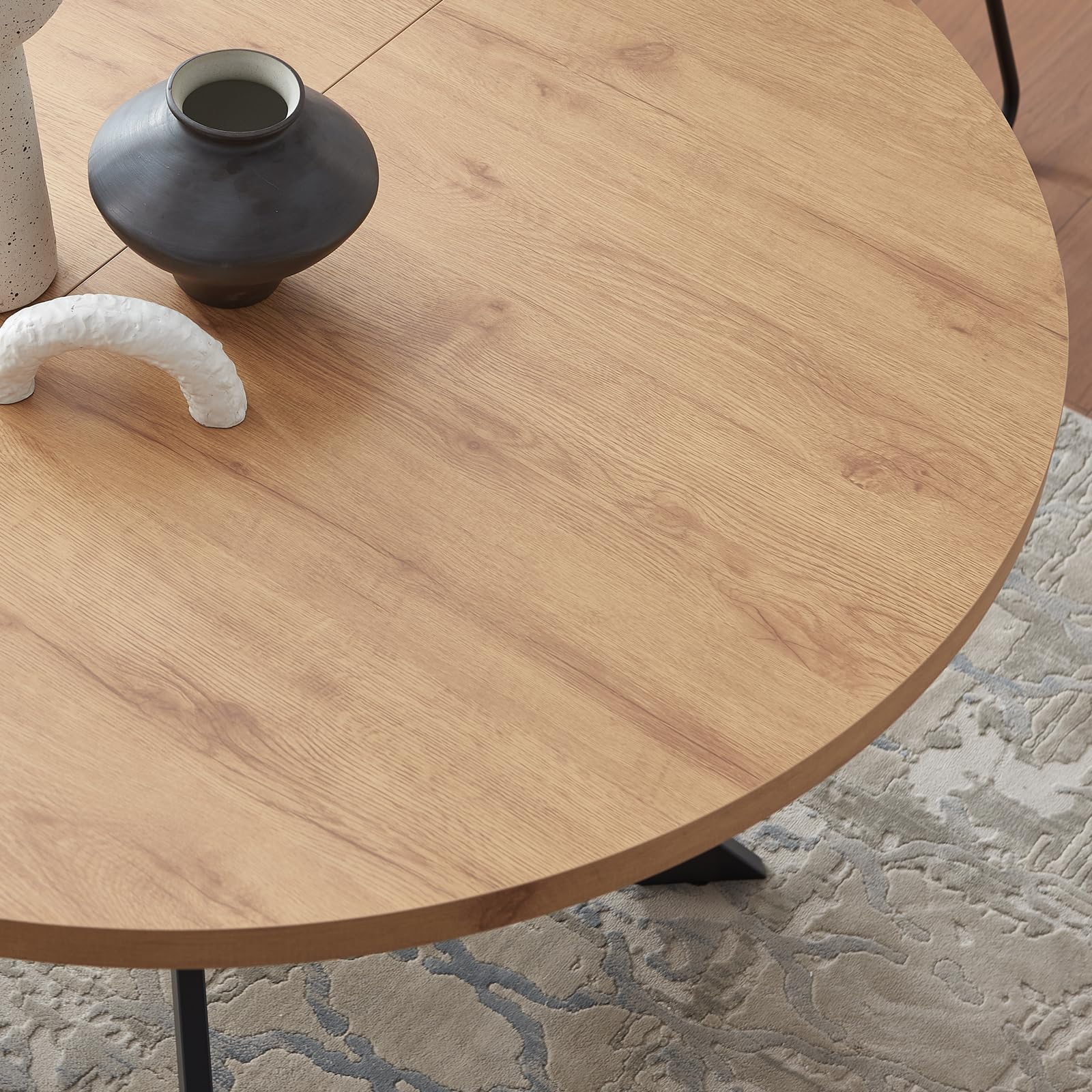 Zerifevni Mid Century Modern 46.4" Round Dining Table Set for 4-6