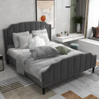 Dalred Grey Upholstered Bed Frame with Velvet Padding