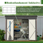 Metal Garden Shed with Sloped Roof and Tool Storage Cabinet