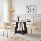 HJhomeheart Round Dining Table with Cross-shaped Base
