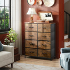 WLIVE 8-Drawer Fabric Dresser with Storage Tower