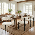 Forsalund Boucle Dining Chairs Set of 4, White Upholstered Mid-Century Modern