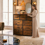 WLIVE 9-Drawer Fabric Storage Tower with Wood Top