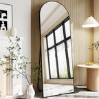 AUYHM 65"x24" black framed arched full body mirror with nano ultra-thin glass