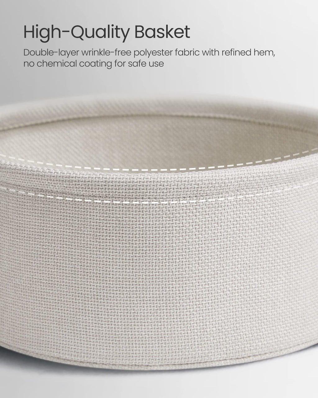 VASAGLE Modern Round Side Table with Fabric Basket