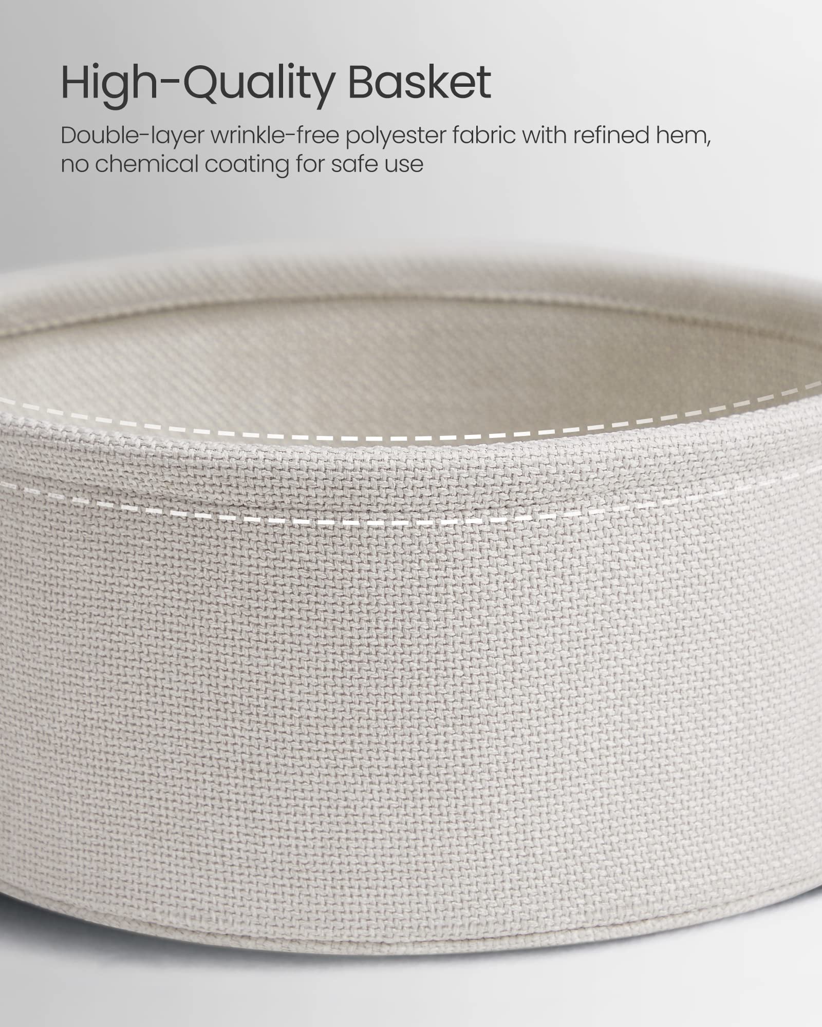 VASAGLE Modern Round Side Table with Fabric Basket