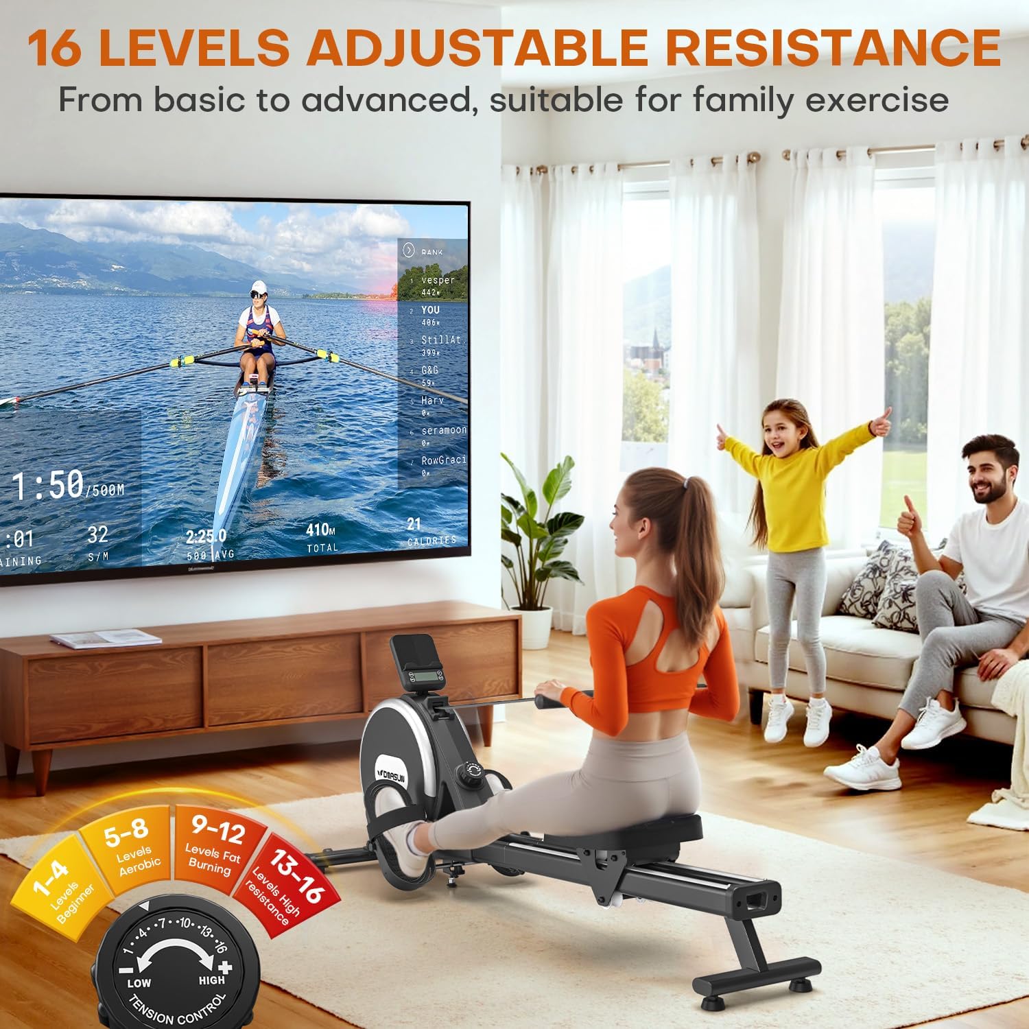 DMASUN Magnetic Rowing Machine - 350LB Capacity