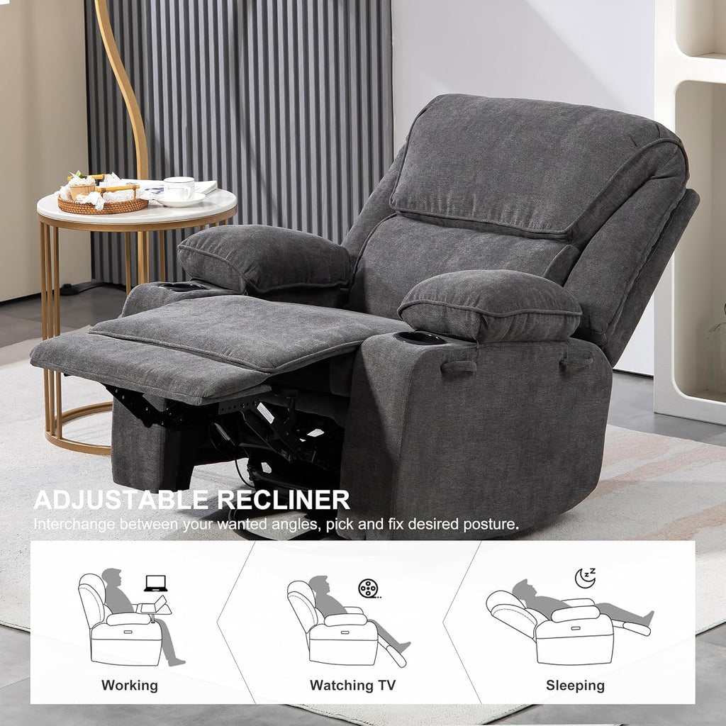 BRTHORY Rocker Recliner Chair with Massage, Heated, 360° Swivel