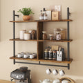 Bestier 3 Tier Floating Pipe Shelving with wooden boards and vintage pipes for home decor