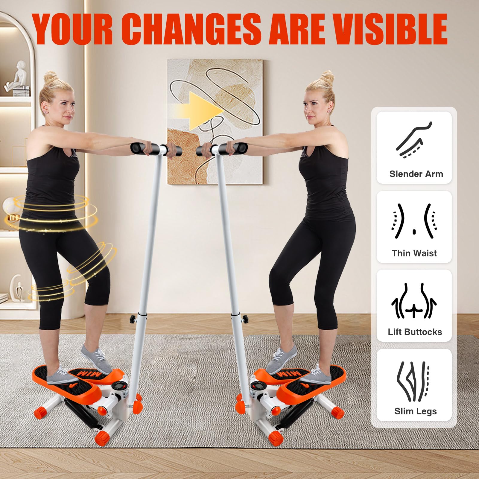 ZEMBSOYA 2 in 1 Stepper with Stand and Elastic Cord