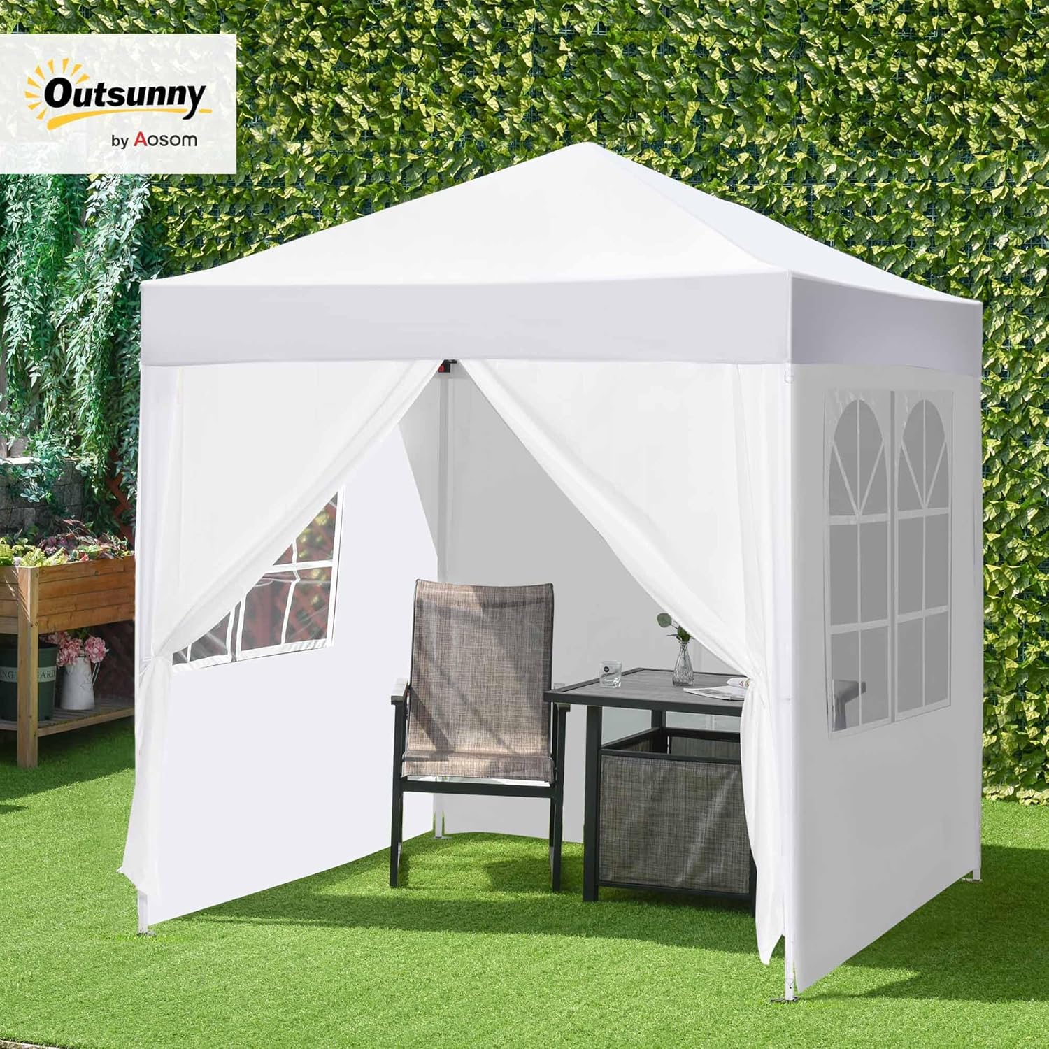 Outsunny 2 x 2 m Waterproof Pop-Up Gazebo with 4 Side Walls - main view