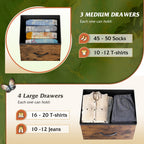 WLIVE 7 Drawer Dresser TV Stand with Metal Frame