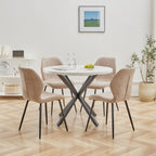 EGOONM Round Marble Look Dining Table with Metal Legs