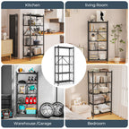 Fenbeli 5 Tier Metal Storage Shelf with Wheels