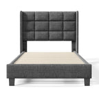 Merax Grey Upholstered Bed with Slatted Base