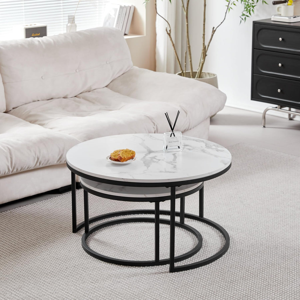 GrandCA HOME Stackable Round Coffee Tables Set
