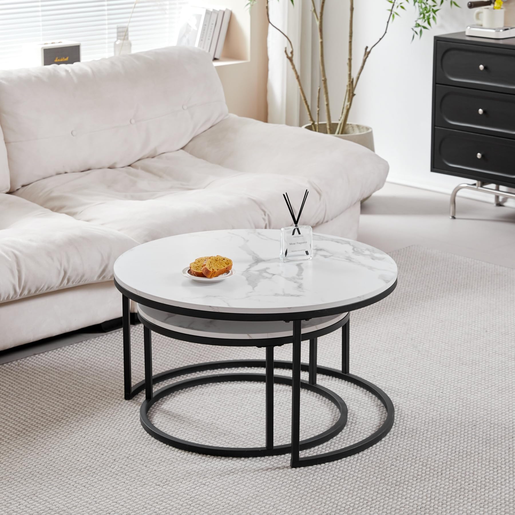 GrandCA HOME Stackable Round Coffee Tables Set