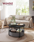 VASAGLE Modern Round Coffee Table with Storage Basket