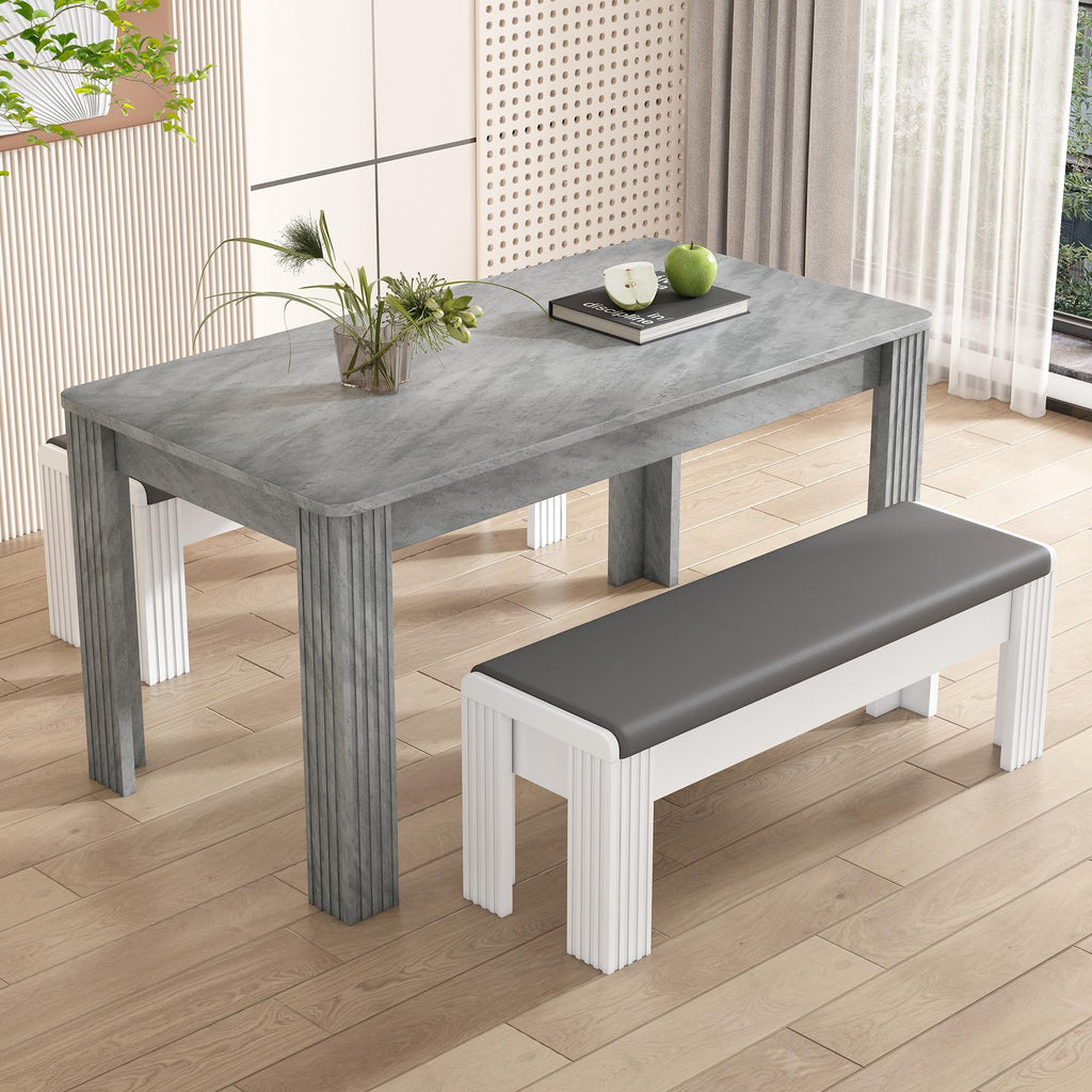 soges Grey 46 Inch Rectangle Kitchen Island Dining Table