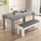 soges Grey 46 Inch Rectangle Kitchen Island Dining Table