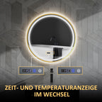 HOMCOM 60 cm Round LED Bathroom Mirror with Touch Switch and Anti-Fog