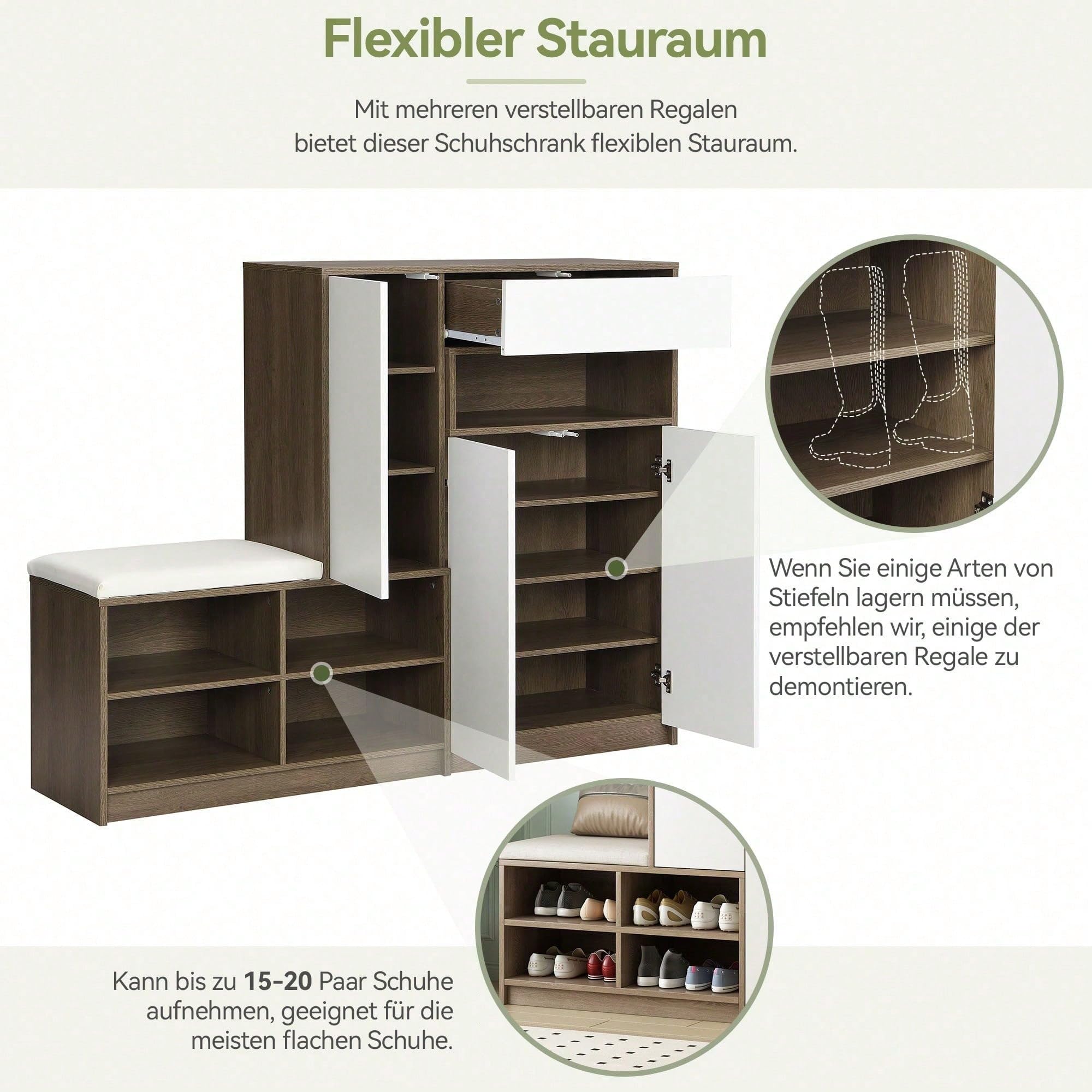 Multifunctional Shoe Rack with Padded Seat