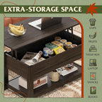 WLIVE Espresso Lift Top Coffee Table with Storage