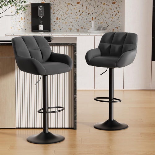 Set of 2 Hawthyhome bar stools with adjustable height, PU leather seats, and metal frames