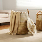 YMing Set of 2 Hand-Woven Seagrass Laundry Hampers with Lid