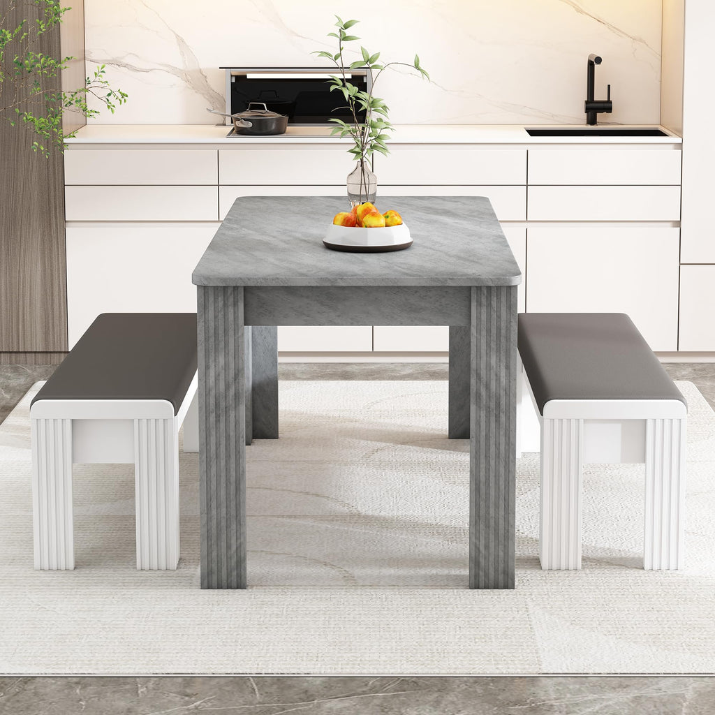 soges Grey 46 Inch Rectangle Kitchen Island Dining Table