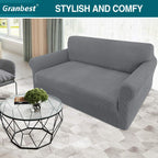 Granbest High Stretch Sofa Cover for 2 Seater in Light Gray